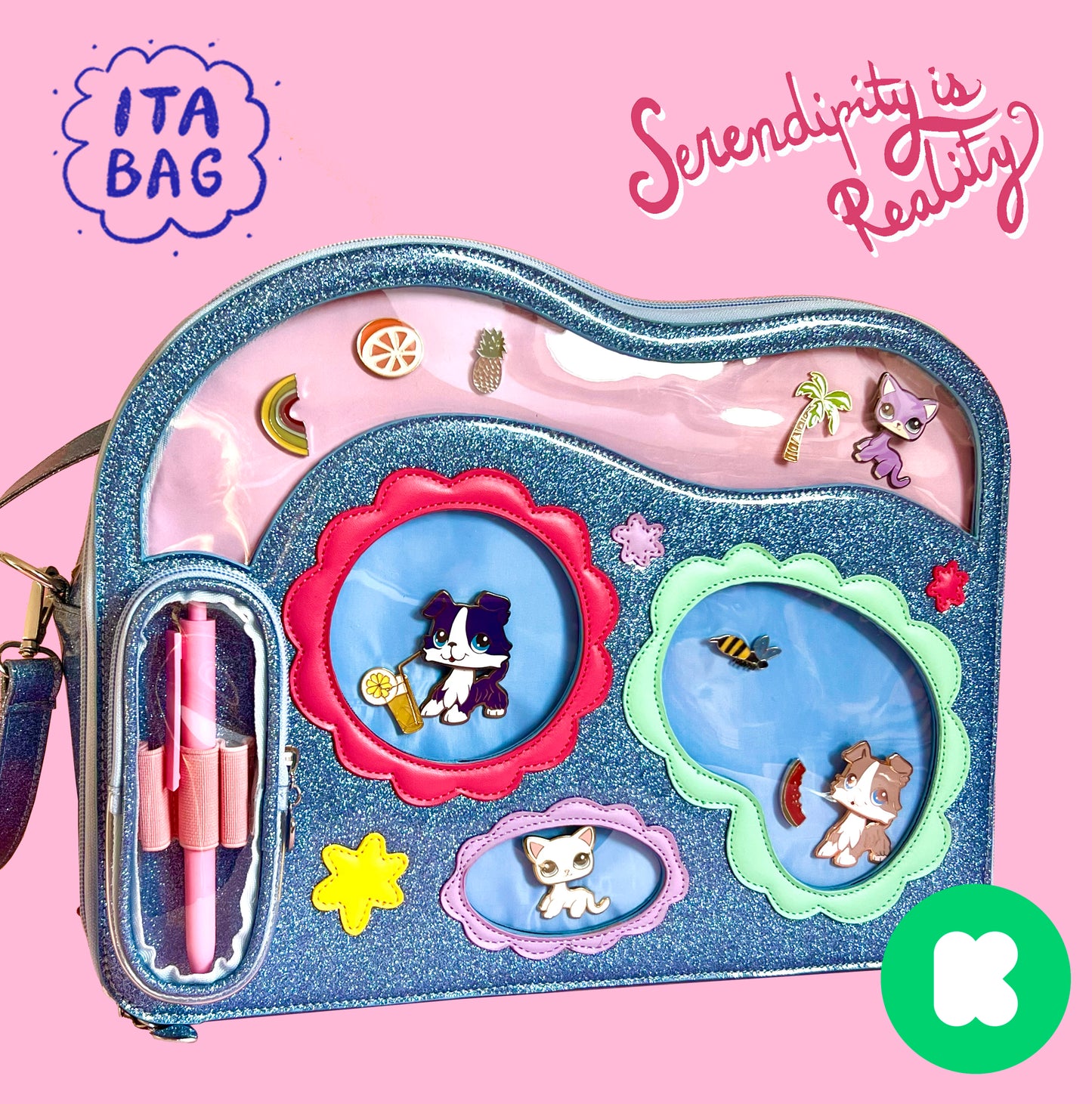 GLITTER BLUE 2000s Kids Nostalgia Ita Bag