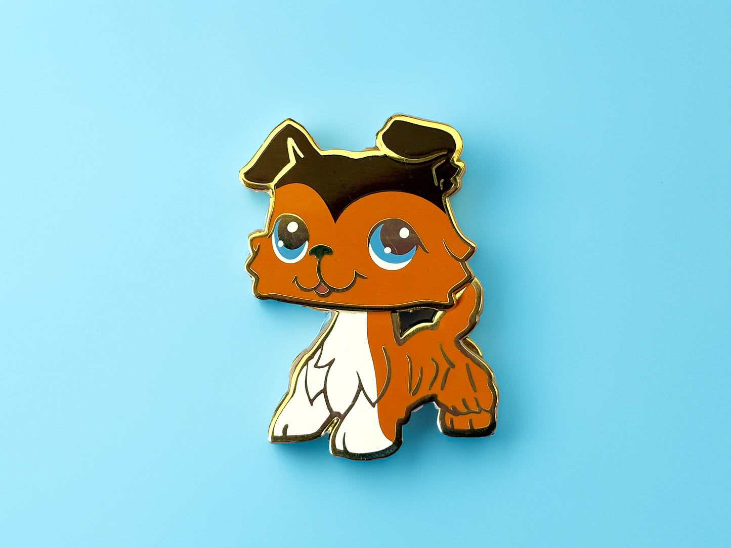 Orange Collie Sage enamel pin