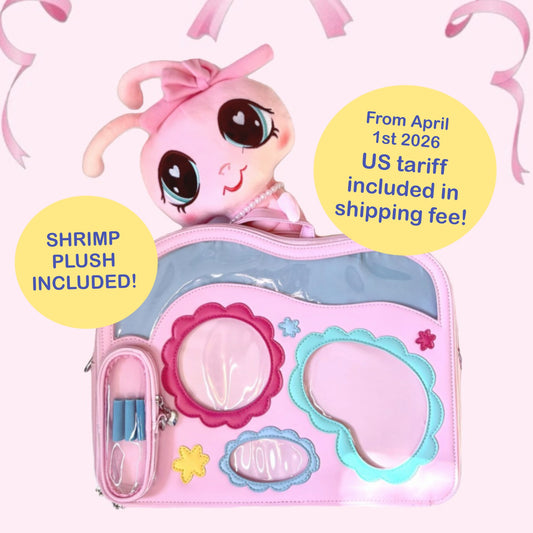 BUNDLE: LIMITED EDITION PINK 2000s Kids Nostalgia Ita Bag and Shrimp Plush