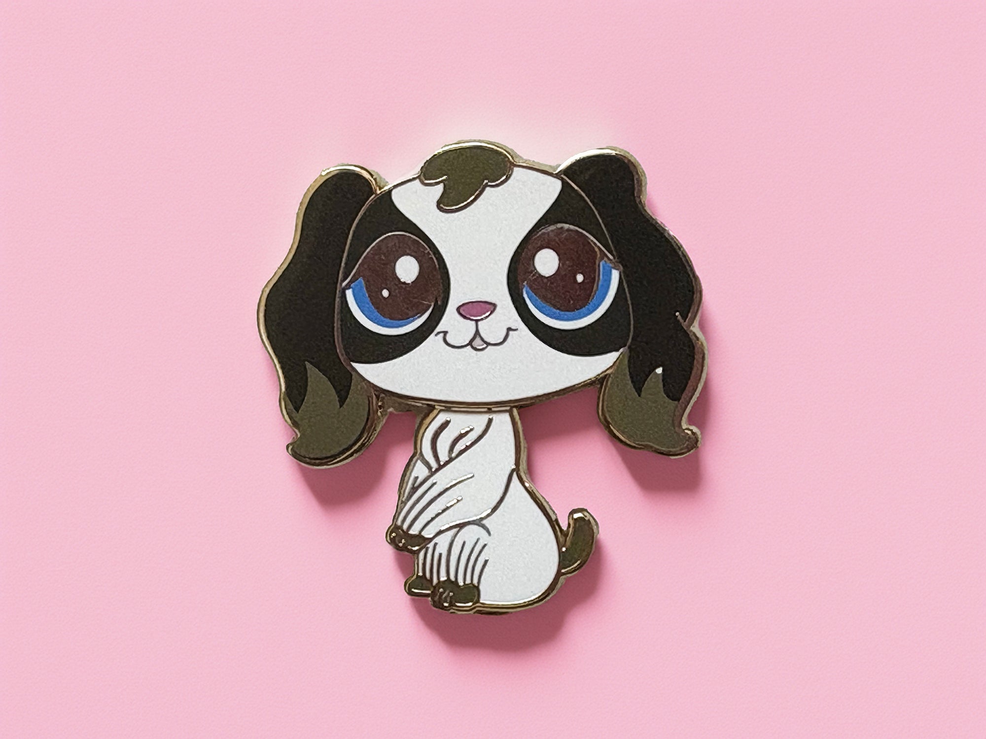 White & Gray Spaniel enamel pin – Serendipity is Reality
