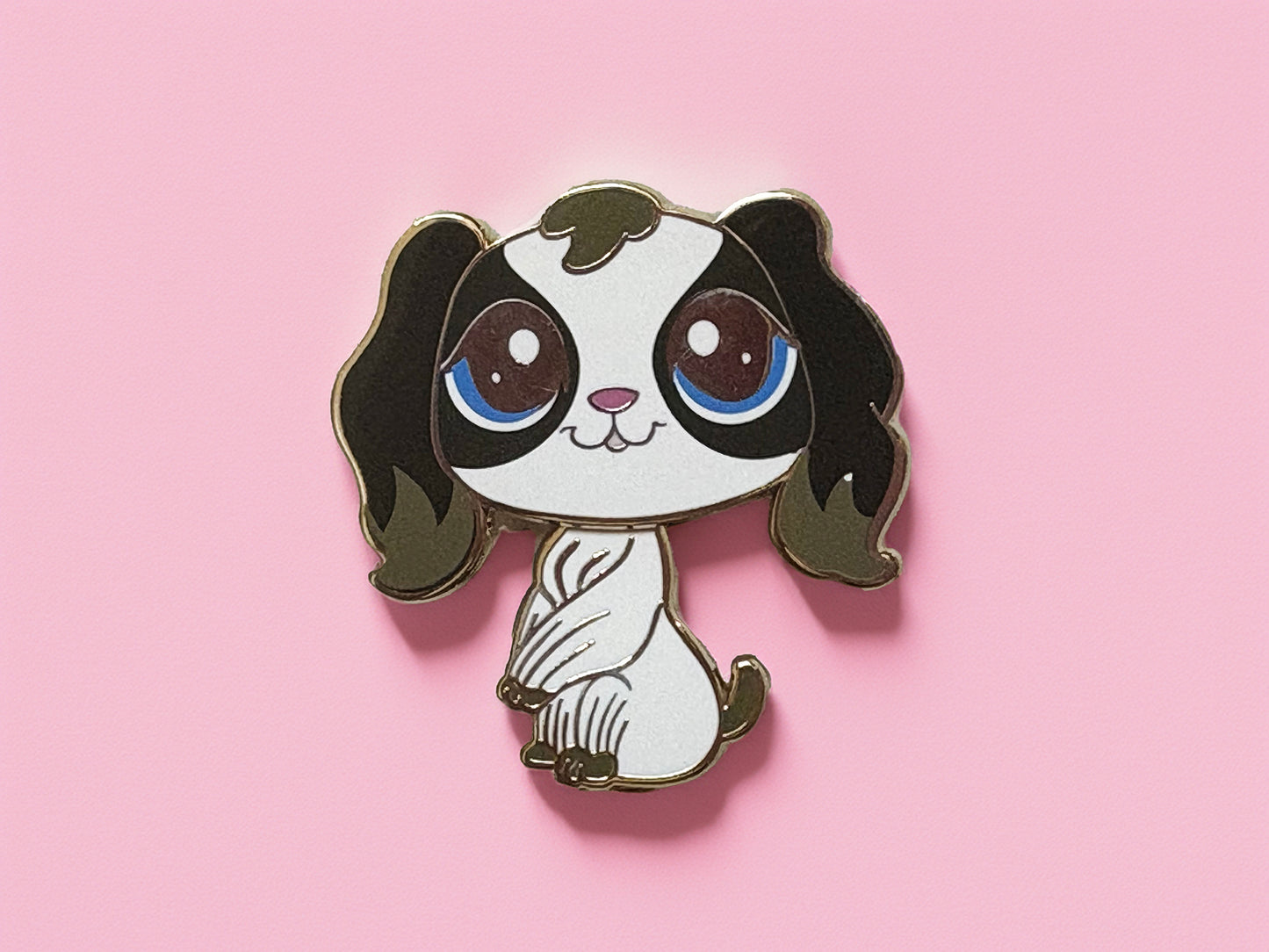 White & Gray Spaniel enamel pin