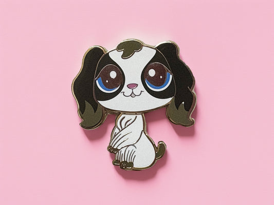 White & Gray Spaniel enamel pin