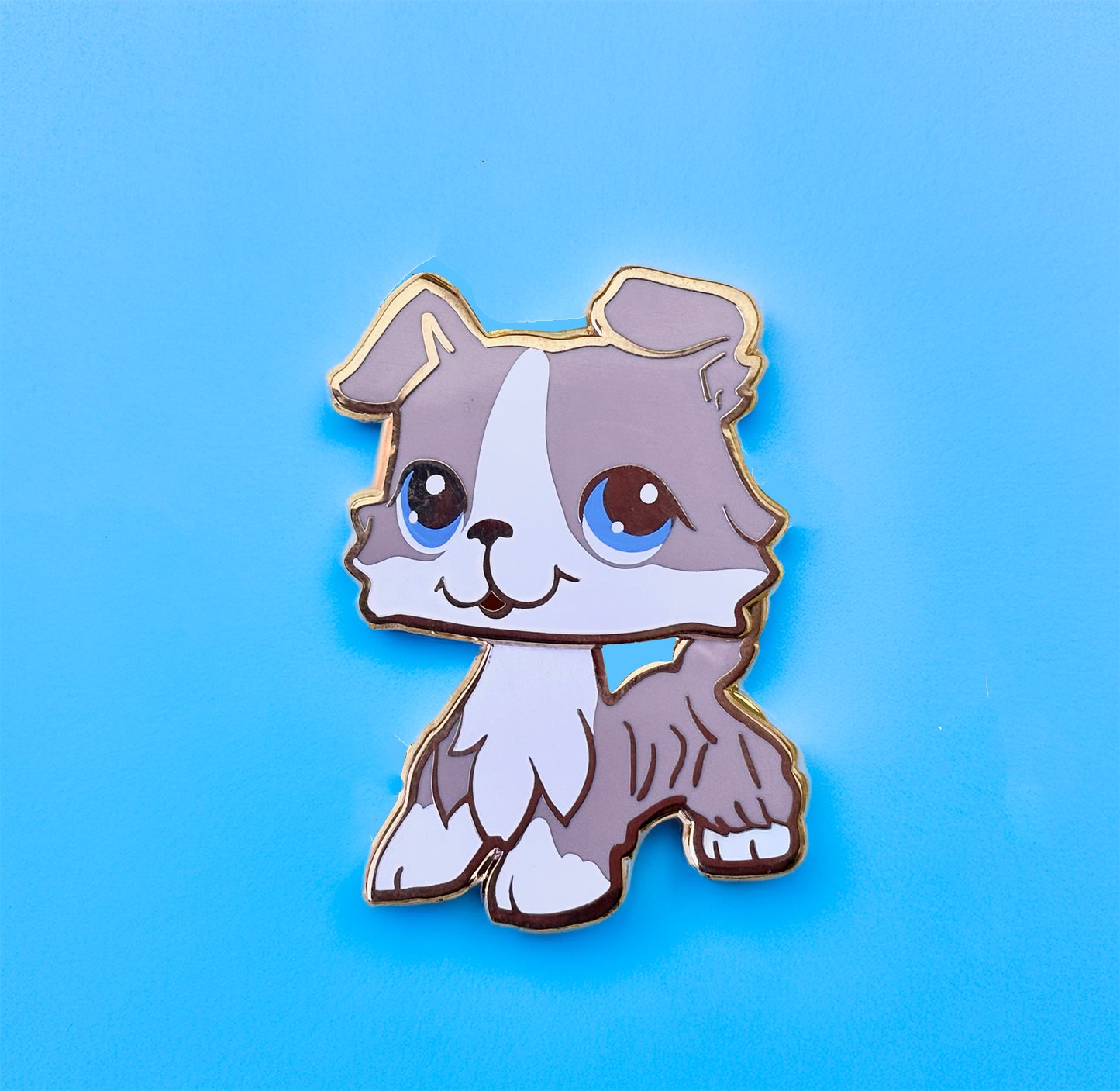 Light Gray Collie enamel pin