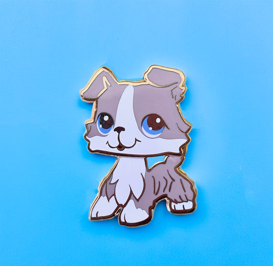 Light Gray Collie enamel pin