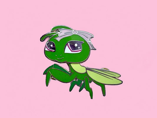 Coquette Praying Mantis enamel pin