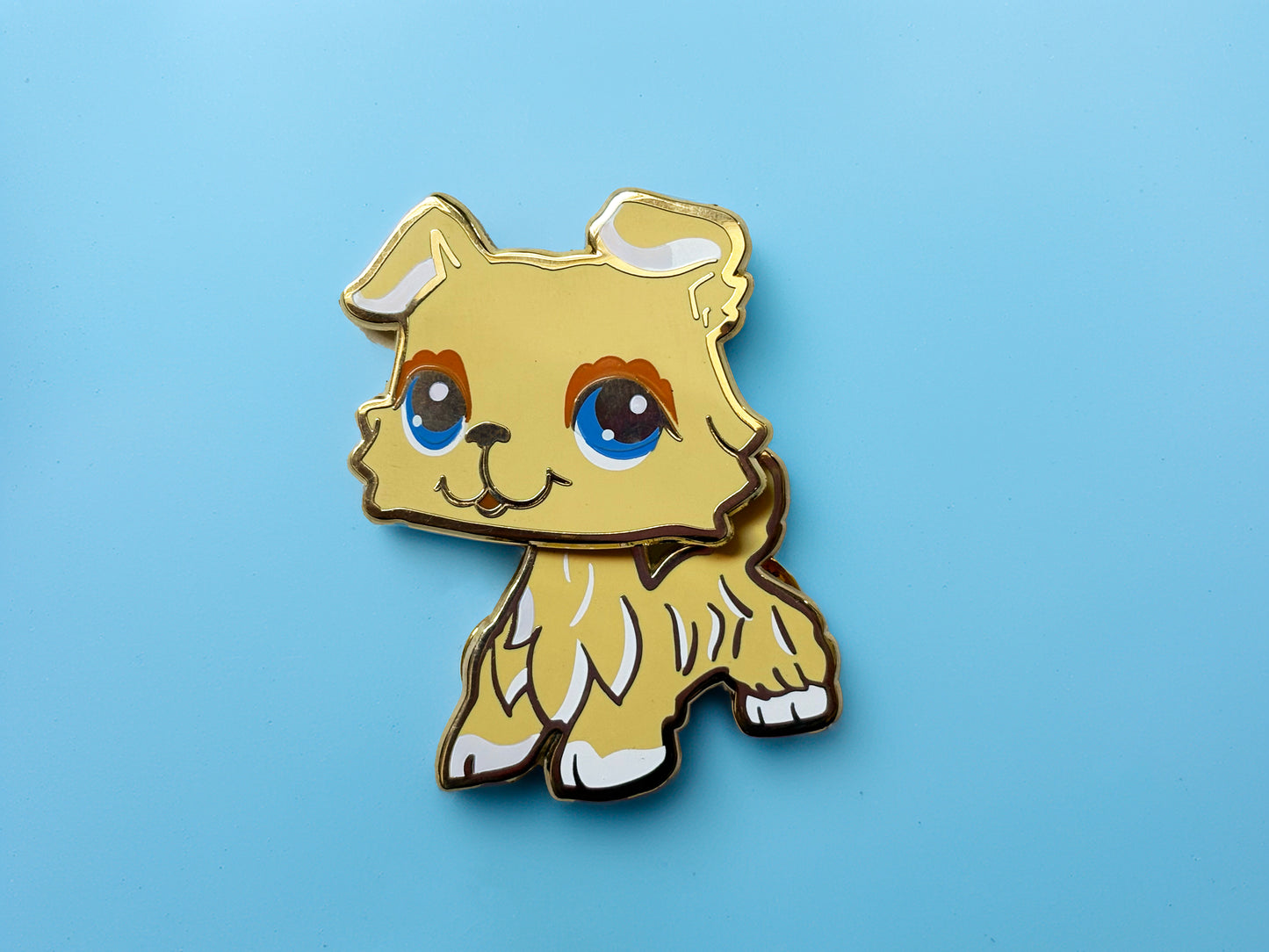 Yellow Clowncore Collie enamel pin