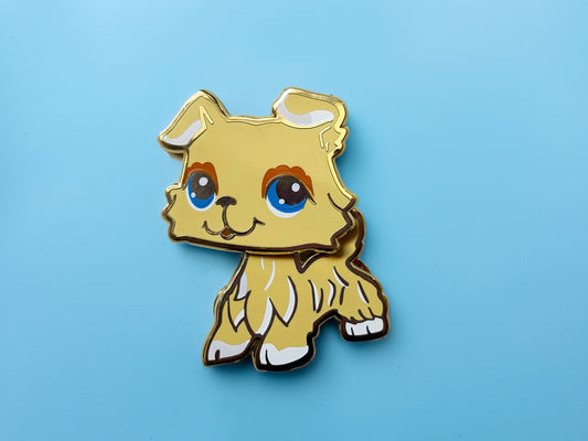 Yellow Clowncore Collie enamel pin